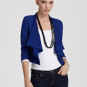 BCBGMaxAzria Cascade Collar Cropped Blazer. Royal Blue. Size L